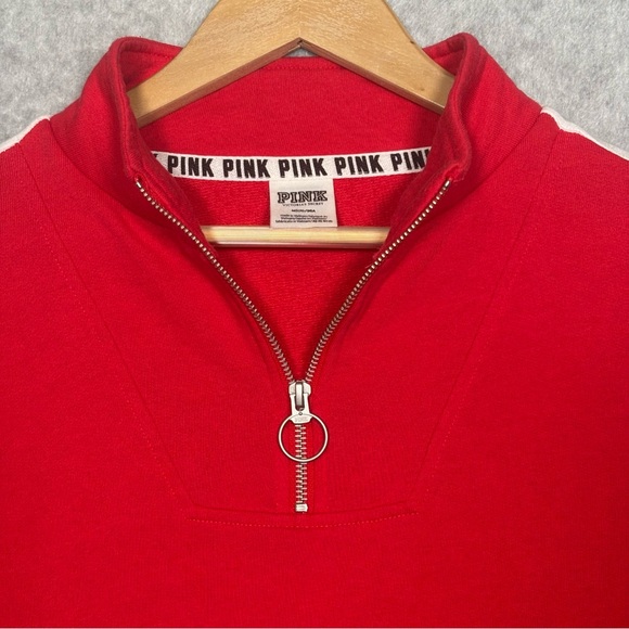 Victoria's Secret Pink Y2K 1/4 Zip Sweatshirt Top-Red-Women Size Medium - Picture 1 of 6
